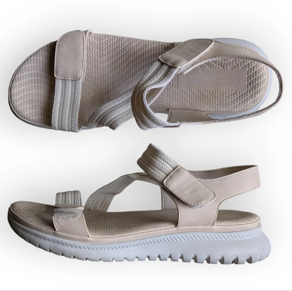 Stefania Italy Beige Adjustable Strap Comfort Walking Sandals Women's 38 US 7.5